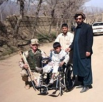 The first donated wheelchair Afghanistan, March 3, 2004 Photo used courtesy AnySoldier.com