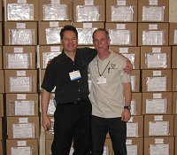 James Karson (organizer of the event) and Marty with the 100 completed boxes.